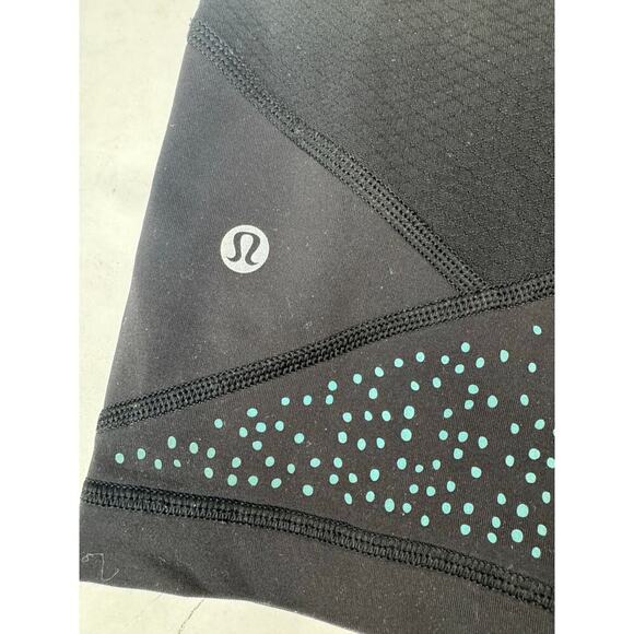 Lululemon Tight Stuff II Tights Full-On Luxtreme Fabric Black Teal Women Size 10 - Picture 9 of 10